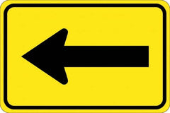 NMC - "Left Arrow", 30" Wide x 30" High, Aluminum Traffic Control Signs - 0.08" Thick, Black on Yellow, High Intensity Reflectivity, Diamond, Post Mount - Makers Industrial Supply