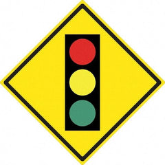 NMC - "Stop Light", 24" Wide x 24" High, Aluminum Traffic Control Signs - 0.08" Thick, Black, Red, Yellow, Green, High Intensity Reflectivity, Diamond, Post Mount - Makers Industrial Supply