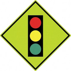 NMC - "Stop Light", 30" Wide x 30" High, Aluminum Traffic Control Signs - 0.08" Thick, Black, Red, Yellow, Green, Diamond Grade Reflectivity, Diamond, Post Mount - Makers Industrial Supply