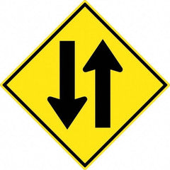 NMC - "Up and Down Arrow", 30" Wide x 30" High, Aluminum Traffic Control Signs - 0.08" Thick, Black on Yellow, High Intensity Reflectivity, Diamond, Post Mount - Makers Industrial Supply