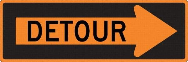 NMC - "Right Detour Inside", 30" Wide x 30" High, Aluminum Traffic Control Signs - 0.08" Thick, Black on Orange, High Intensity Reflectivity, Diamond, Post Mount - Makers Industrial Supply