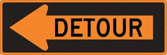 NMC - "Left Detour Inside", 30" Wide x 30" High, Aluminum Traffic Control Signs - 0.08" Thick, Black on Orange, High Intensity Reflectivity, Diamond, Post Mount - Makers Industrial Supply