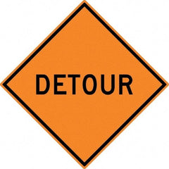 NMC - "Detour", 30" Wide x 30" High, Aluminum Traffic Control Signs - 0.08" Thick, Black on Orange, High Intensity Reflectivity, Diamond, Post Mount - Makers Industrial Supply