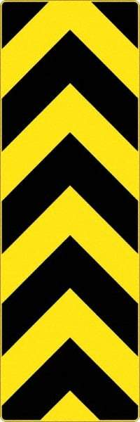 NMC - "Chevron", 12" Wide x 36" High, Aluminum Warning & Safety Reminder Signs - 0.08" Thick, Black on Yellow, High Intensity Reflectivity, Rectangle, Post Mount - Makers Industrial Supply