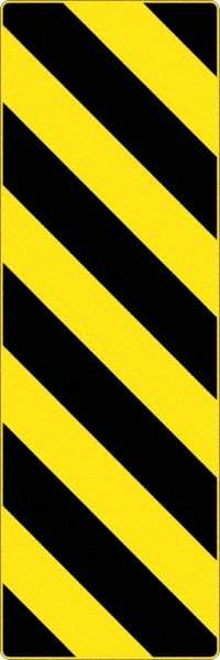 NMC - "Chevron", 12" Wide x 36" High, Aluminum Warning & Safety Reminder Signs - 0.08" Thick, Black on Yellow, High Intensity Reflectivity, Rectangle, Post Mount - Makers Industrial Supply