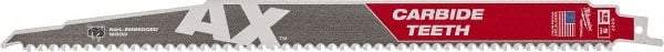 Milwaukee Tool - 12" Long x 1" Thick, Bi-Metal Reciprocating Saw Blade - Tapered Profile, 5 TPI, Toothed Edge, Universal Shank - Makers Industrial Supply