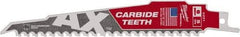 Milwaukee Tool - 6" Long x 1" Thick, Bi-Metal Reciprocating Saw Blade - Tapered Profile, 5 TPI, Toothed Edge, Universal Shank - Makers Industrial Supply