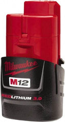 Milwaukee Tool - 12 Volt Lithium-Ion Power Tool Battery - 3 Ahr Capacity, Series M12 REDLITHIUM - Makers Industrial Supply