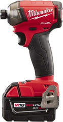 Milwaukee Tool - 18 Volt, 1/4" Drive, 450 In/Lb Torque, Cordless Impact Driver - 3000 RPM, 2 Lithium-Ion Batteries Included - Makers Industrial Supply