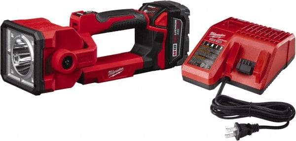 Milwaukee Tool - 18 Volts, 1250 Lumens, Cordless Work Light - Red, 7 hr Run Time - Makers Industrial Supply