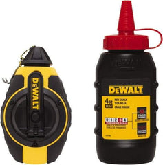 DeWALT - 100' Long Reel & Chalk Set - Yellow & Black, Includes 4 oz Red Chalk - Makers Industrial Supply