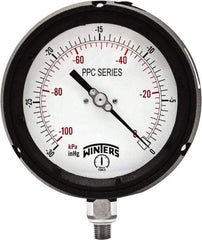 Winters - 4-1/2" Dial, 1/4 Thread, 30" HG Vac Scale Range, Pressure Gauge - Bottom Connection Mount, Accurate to ±0.5% of Scale - Makers Industrial Supply