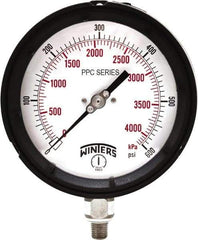 Winters - 4-1/2" Dial, 1/4 Thread, 0-600 Scale Range, Pressure Gauge - Bottom Connection Mount, Accurate to ±0.5% of Scale - Makers Industrial Supply