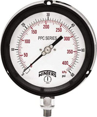 Winters - 4-1/2" Dial, 1/4 Thread, 0-60 Scale Range, Pressure Gauge - Bottom Connection Mount, Accurate to ±0.5% of Scale - Makers Industrial Supply