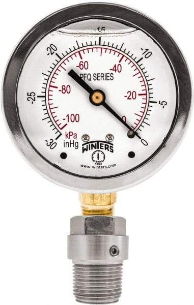 Winters - 2-1/2" Dial, 1/4 Thread, 0-600 Scale Range, Pressure Gauge - Bottom Connection Mount, Accurate to 1.5% of Scale - Makers Industrial Supply