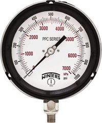 Winters - 4-1/2" Dial, 1/4 Thread, 0-1,000 Scale Range, Pressure Gauge - Bottom Connection Mount, Accurate to ±0.5% of Scale - Makers Industrial Supply