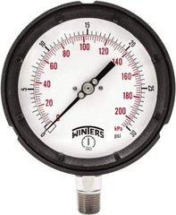 Winters - 4-1/2" Dial, 1/4 Thread, 0-30 Scale Range, Pressure Gauge - Bottom Connection Mount, Accurate to ±0.5% of Scale - Makers Industrial Supply