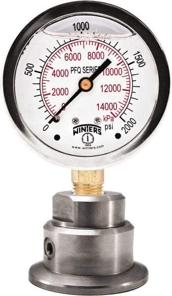 Winters - 2-1/2" Dial, 1/4 Thread, 0-30 Scale Range, Pressure Gauge - Bottom Connection Mount, Accurate to 1.5% of Scale - Makers Industrial Supply