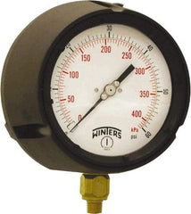 Winters - 4-1/2" Dial, 1/4 Thread, 0-60 Scale Range, Pressure Gauge - Bottom Connection Mount, Accurate to ±0.5% of Scale - Makers Industrial Supply