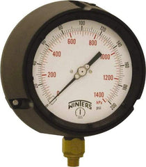 Winters - 4-1/2" Dial, 1/4 Thread, 0-200 Scale Range, Pressure Gauge - Bottom Connection Mount, Accurate to ±0.5% of Scale - Makers Industrial Supply