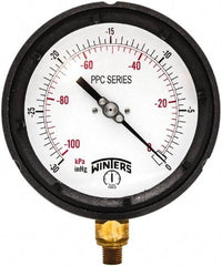 Winters - 4-1/2" Dial, 1/4 Thread, 30-0 Hg VAC Scale Range, Pressure Gauge - Bottom Connection Mount, Accurate to ±0.5% of Scale - Makers Industrial Supply