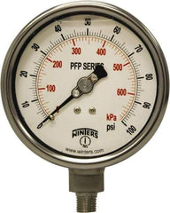 Winters - 4" Dial, 1/4 Thread, 0-100 Scale Range, Pressure Gauge - Bottom Connection Mount, Accurate to 0.01% of Scale - Makers Industrial Supply