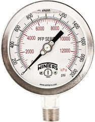 Winters - 4" Dial, 1/4 Thread, 0-2,000 Scale Range, Pressure Gauge - Bottom Connection Mount, Accurate to 0.01% of Scale - Makers Industrial Supply