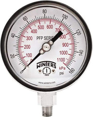 Winters - 4" Dial, 1/4 Thread, 0-160 Scale Range, Pressure Gauge - Bottom Connection Mount, Accurate to 1% Full-Scale of Scale - Makers Industrial Supply