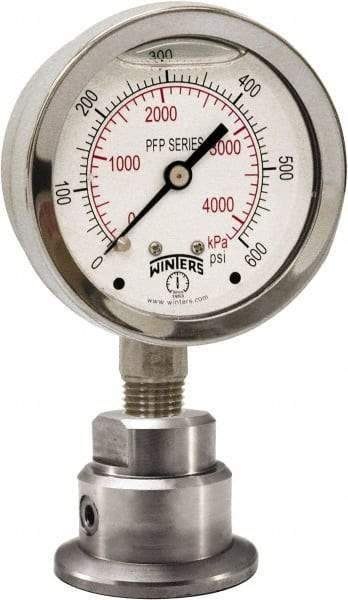 Winters - 2-1/2" Dial, 1/4 Thread, 0-60 Scale Range, Pressure Gauge - Bottom Connection Mount, Accurate to 1.5% of Scale - Makers Industrial Supply