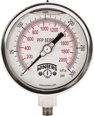 Winters - 4" Dial, 1/4 Thread, 0-300 Scale Range, Pressure Gauge - Bottom Connection Mount, Accurate to 0.01% of Scale - Makers Industrial Supply