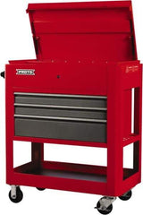 Proto - 23" Wide x 46" High x 30" Deep, 3 Drawer Tool Cart - 3,600 Lb Capacity, Steel, Safety Red/Gray - Makers Industrial Supply