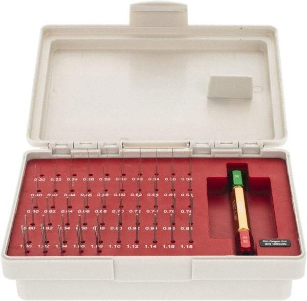 SPI - 55 Piece, 0.2-1.28mm Diameter Plug and Pin Gage Set - Plus 0.005mm Tolerance, Class ZZ - Makers Industrial Supply