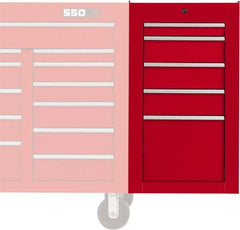 Proto - 5 Drawer Red Side Cabinet - 19" Wide x 34" High x 25" Deep, Use with Proto Roller Cabinet - Makers Industrial Supply