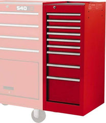 Proto - 9 Drawer Red Side Cabinet - 15" Wide x 35" High x 18" Deep, Use with Vinyl Top, Drawer Liners - Makers Industrial Supply