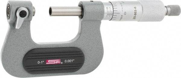 SPI - 0 to 1" Range, Mechanical Screw Thread Micrometer - Ratchet Stop Thimble, 0.001" Graduation, +/- 0.0002" Accuracy - Makers Industrial Supply