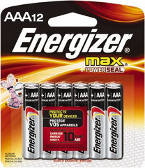 Energizer - Size AAA, Alkaline, Standard Battery - 1.5 Volts, Flat Terminal, LR03 - Makers Industrial Supply