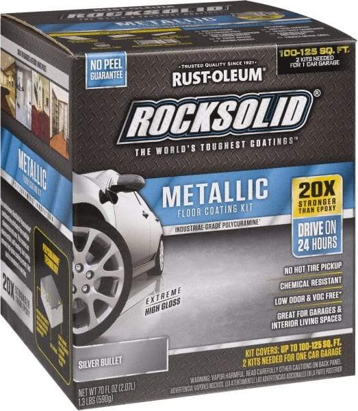 Rust-Oleum - 70 oz Gloss Silver Floor Coating - Low Odor - Makers Industrial Supply