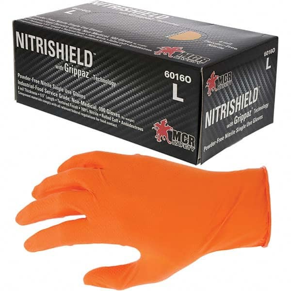 MCR Safety - Size M, 6 mil, Industrial Grade, Powder Free Nitrile Disposable Gloves - Exact Industrial Supply