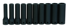 10 Piece - 1/2" Drive - 6 Point - Deep Impact Socket Set on Clip Rail Metric - Makers Industrial Supply