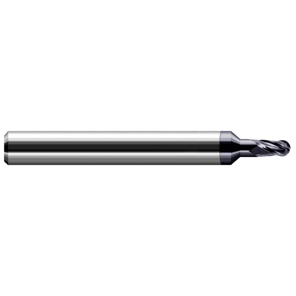 Harvey Tool - Ball End Mills; Mill Diameter (mm): 0.80 ; Mill Diameter (Inch): 1/32 ; Mill Diameter (Decimal Inch): 0.0310 ; Number of Flutes: 4 ; Length of Cut (Decimal Inch): 0.0460 ; Material: Solid Carbide - Exact Industrial Supply