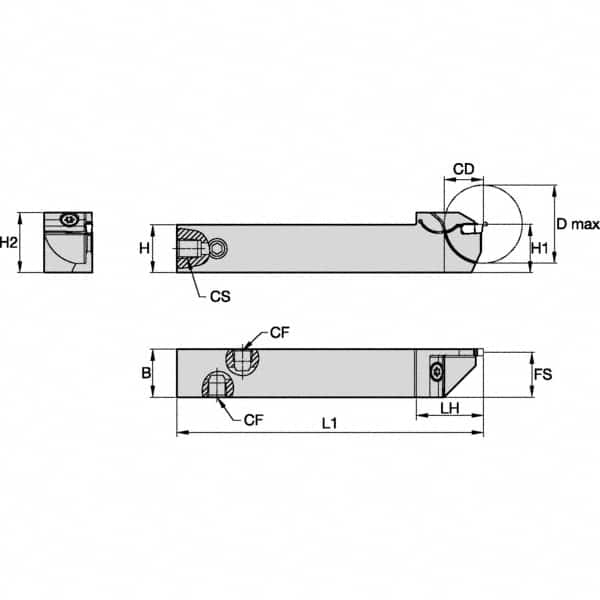 Kennametal - External Thread, 16mm Max Cut of Depth, 3mm Min Groove Width, 125mm OAL, Right Hand Indexable Grooving Cutoff Toolholder - 20mm Shank Height x 20mm Shank Width, EG0300M03P02 Insert Style, EVSC Toolholder Style, Series Beyond Evolution - Makers Industrial Supply