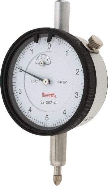 SPI - 0.05" Range, 0-5-0 Dial Reading, 0.0001" Graduation Dial Drop Indicator - 2.2" Dial, 0.01" Range per Revolution, 0.0007" Accuracy, Revolution Counter, Includes NIST Traceability Certification - Makers Industrial Supply