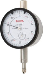 SPI - 5mm Range, 0-50 Dial Reading, 0.01mm Graduation Dial Drop Indicator - 42mm Dial, 0.5mm Range per Revolution, 0.016mm Accuracy, Includes NIST Traceability Certification - Makers Industrial Supply