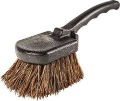 Harper Brush - 2-1/4" Bristle Length, Palmyra Utility Scrub Brush - 3-1/2" x 3-1/2" Long x 3" Wide Head, 10" OAL, Easy Grip Handle, Black, Polypropylene Block - Makers Industrial Supply