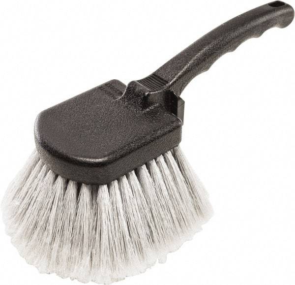 Harper Brush - 2-1/4" Bristle Length, Flagged Plastic Utility Scrub Brush - 3-1/2" x 3-1/2" Long x 3" Wide Head, 10" OAL, Easy Grip Handle, Black, Polypropylene Block, Flagged - Makers Industrial Supply