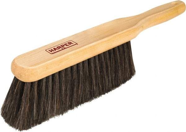 Harper Brush - 14" OAL, Horsehair & Nylon Counter Brush - 2-1/4" Bristle Length, 8" Long x 1-3/4" Wide Head, Straight Wood Handle, Black - Makers Industrial Supply