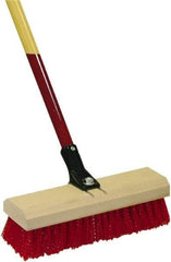 Harper Brush - 2-1/2" Bristle Length, Polypropylene Deck Scrub Brush - 54" Long x 12" Wide Head, 60" OAL, Straight Handle, Red, Wood Block - Makers Industrial Supply