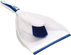 Harper Brush - 8" Wide x 7" Deep x 4" High Handheld Dustpan with Brush - Plastic Body, 5" Handle, White - Makers Industrial Supply