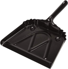 Harper Brush - 12" Wide x 7" Deep x 4" High Handheld Dustpan - Metal Body, 6" Handle, Black - Makers Industrial Supply