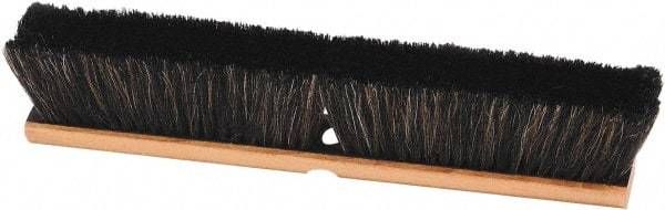 Harper Brush - 18" Smooth Surface Horsehair Push Broom - 3" Bristle Length, Wood Block, Threaded Handle Connection, Handle Sold Separately - Makers Industrial Supply